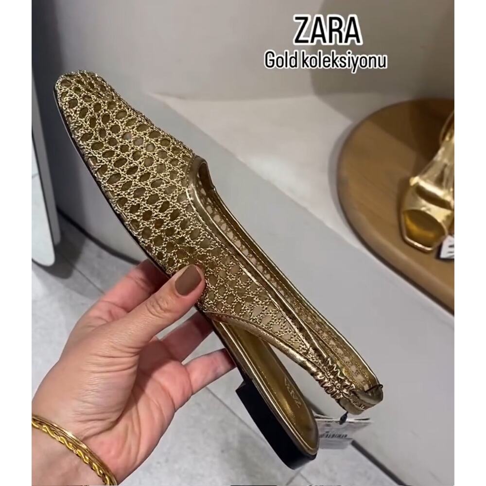 LAST ONE!!! ZARA Metallic Braided Slingback Flats Gold NWT Ballerina US 7.5 - Picture 11 of 16